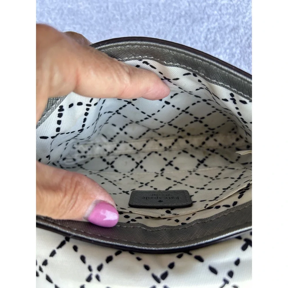 Kate Spade Newbury Lane Sally Crossbody Bag Small Pewter Grey  Saffiano Leather